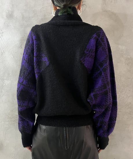 Collar Design Bicolor Dolman Knit BKPUR