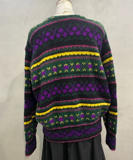 UNITED COLORS OF BENETTON Wool Pattern Cardigan BKGNPUR