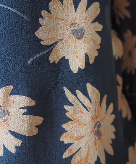 Flower Print Sheer Shirt BK OR