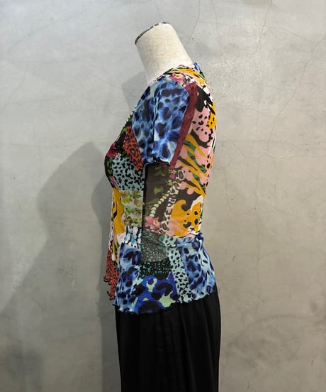 Desigual  S/S Mix Pattern Sheer Tops BLBKPI