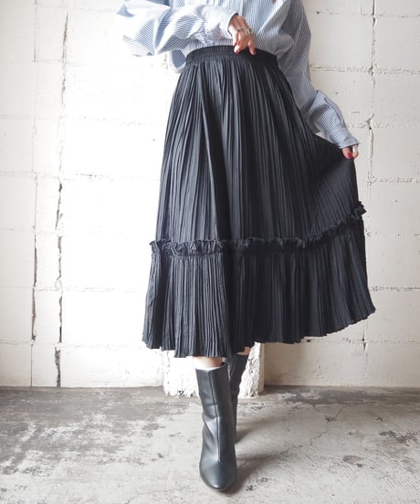 Frill Washer Easy Skirt BK