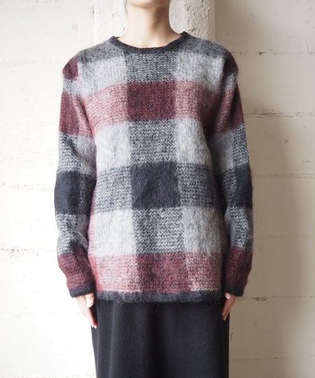 Block Check Mohair Knit BKGRRE