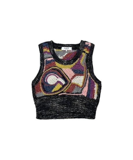 sea New York Colorful Pattern Cropped Knit Vest GR