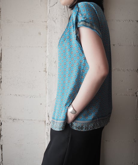 MAX STUDIO Geometric Tile Print S/S Shirt BL