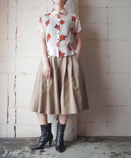 Flower Pattern Rayon Sheer Shirt WHRE