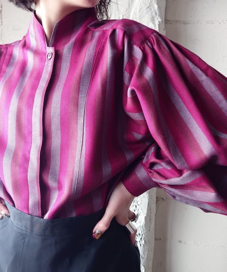 Volume Sleeve Stripe Blouse BUR