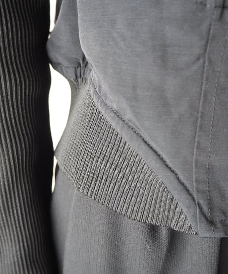 Super Long Rib Zip Up Jacket BK