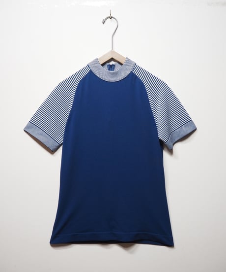Mock Neck Stripe Tops BLWH