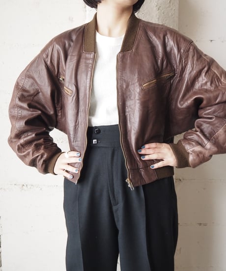 Short Rib Leather Jacket BR