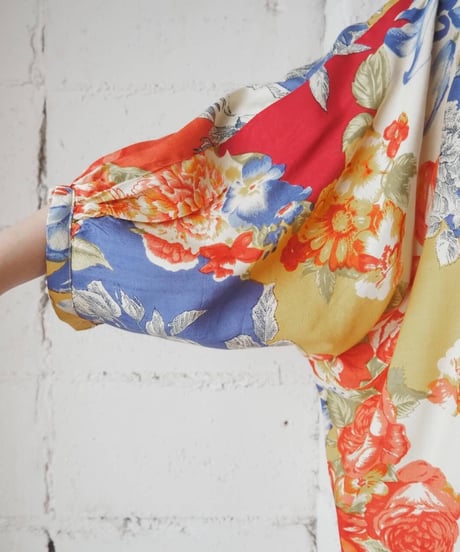 Flower Pattern Raglan Dress RD BL