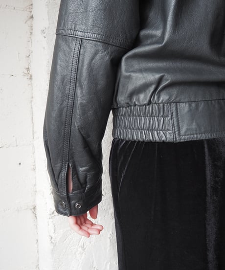 ROUNDTREE&YORKE Double Collar Leather Jacket BK