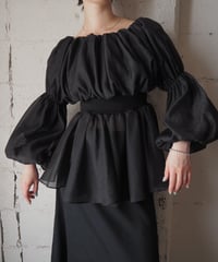 Balloon Sleeve Off Shoulder Tops BK
