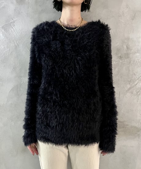 Shaggy Knit Pull Over BK