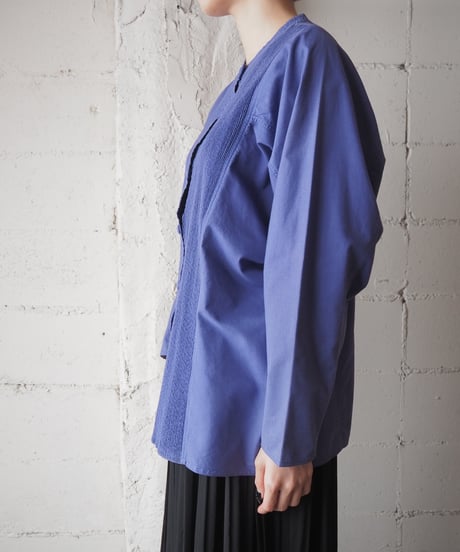 Mountain Folk Pintuck Collarless Shirt PUR