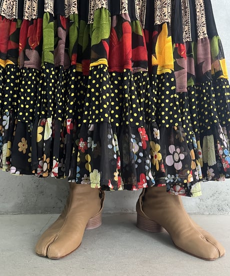 Mix Pattern Tiered Skirt BKRD