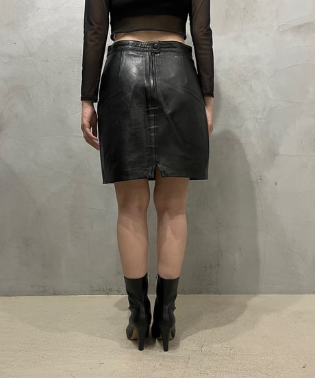 Leather Tight Mini Skirt BK