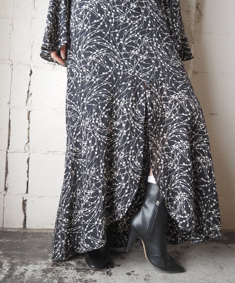 Slit Sleeves Long Dress BKWH