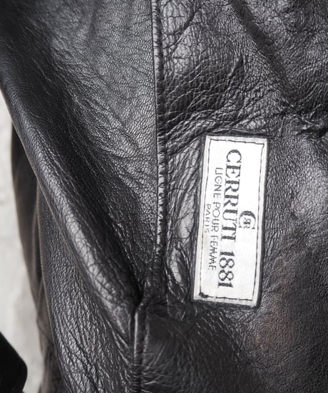 CERRUTI 1881 Tuck Design Asymmetry Leather Jacket BK