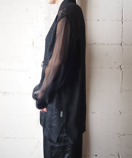 Sheer × Embroidery Shirt BK