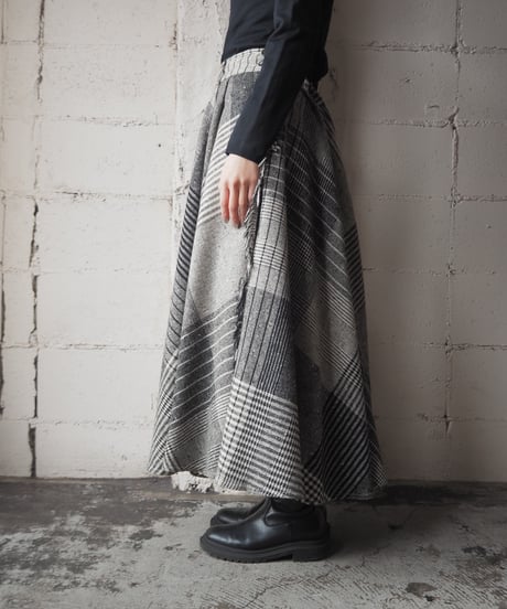 SPORTMAX Circular Check Wool Skirt BKWH
