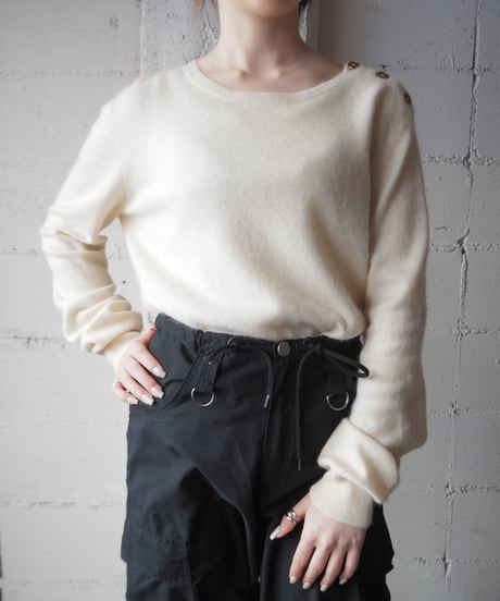 LAUREN Shoulder Button Cashmere Sweater IV