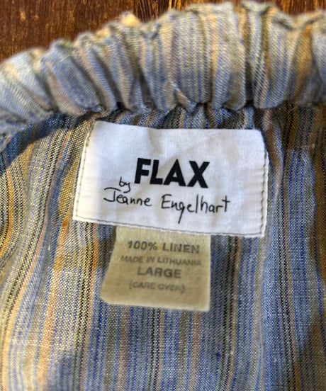 FLAX by Jeanne Engelhart Stripe Linen Long Skirt BL GR