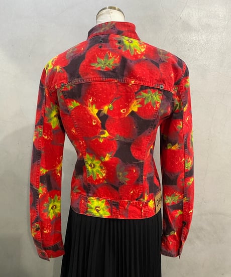 DOLCE&GABBANA Strawberry Pattern Denim Jacket RE