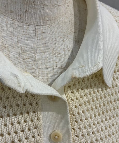 TORY BURCH Mesh Polo S/S Sweater IV
