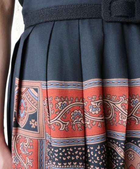 Scarf Design Flared Skirt BKOR