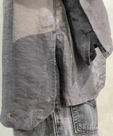 LE JEAN DE MARITHE + FRANCOIS GIRBAUD Frill Pocket Fly Front Sheer Shirt BK