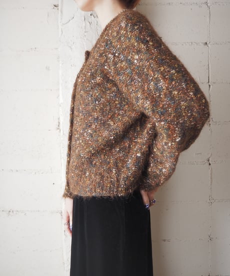 Mix Color Mohair Knit Cardigan BR
