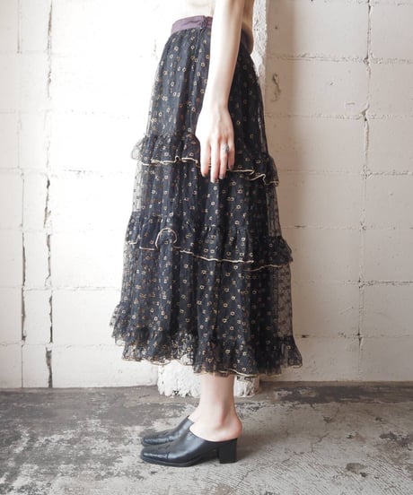 Small Pattern Lame × Seethough Skirt BKGD
