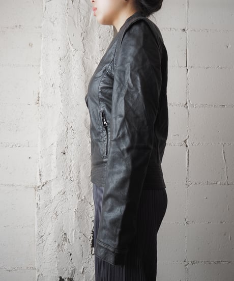 MAX&CO. Frilled Leather Jacket BK