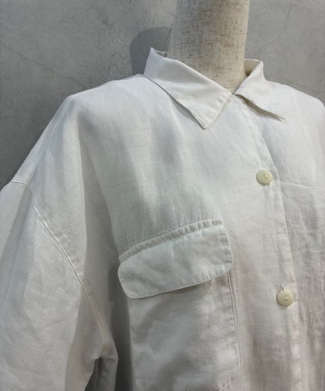 Eddie Bauer S/S Linen Open Collar Shirt WH