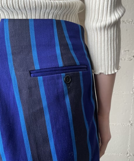 Stripe Tuck Wide Pants BLBK