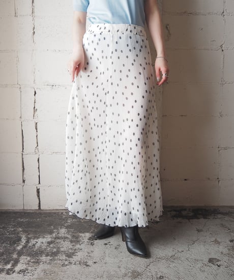 GANNI Sheer Pleated Dot Skirt WHBK