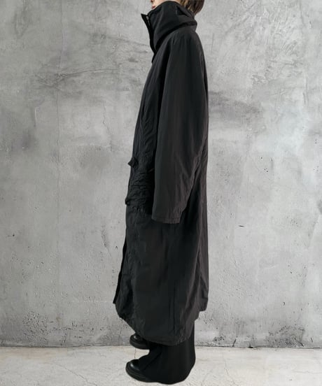 Double Zip Nylon Coat BK