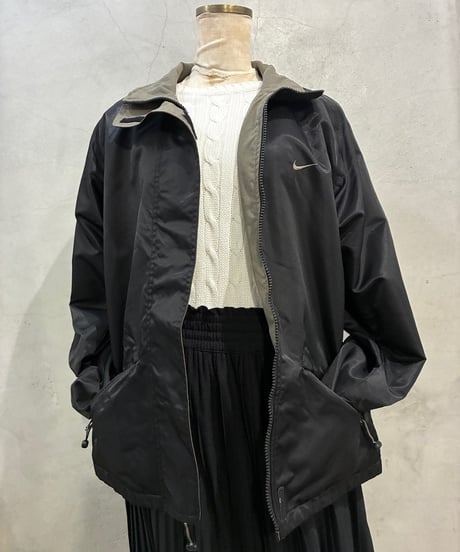 90's NIKE Stand Collar Nylon Zipup Jacket BK