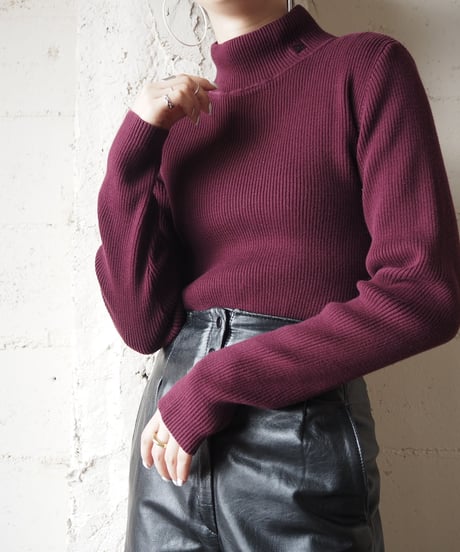 LAUREN Mock Neck Rib knit BUR