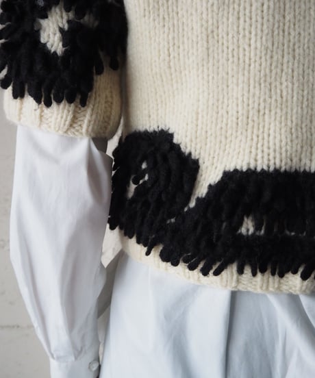 Short Sleeve Shaggy Design Cardigan IVBK