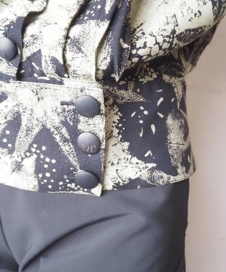 Pattern Stand Collar Shirt LGNBK