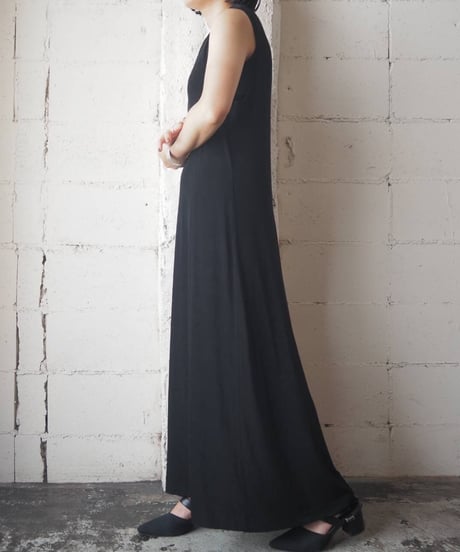 Spandex Mix Sleeveless Long Dress BK