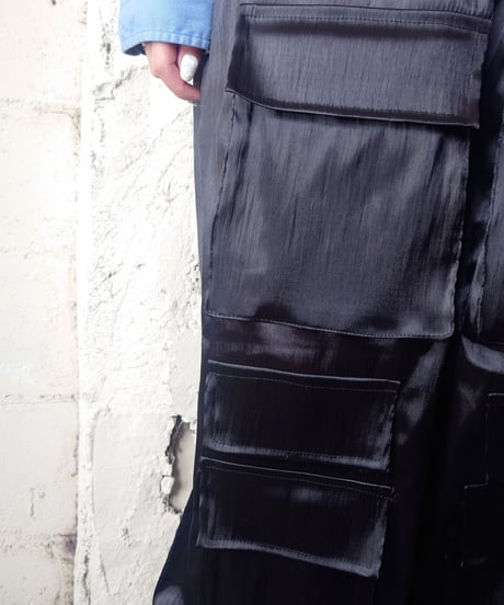 Satin Easy Cargo Pants BK