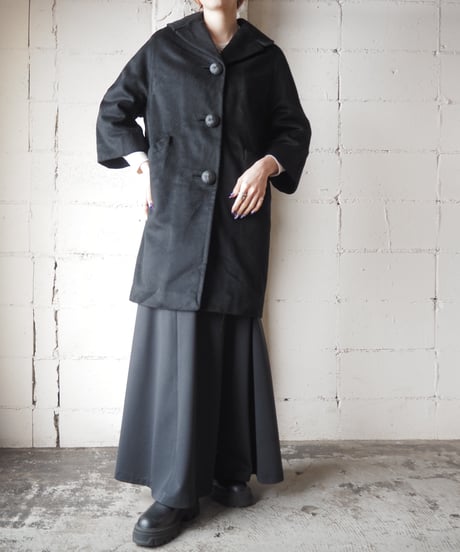 1960's Vintage Open Collar Coat BK