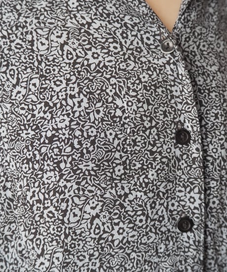 Small Flower Pattern Rayon Shirt Dress NV