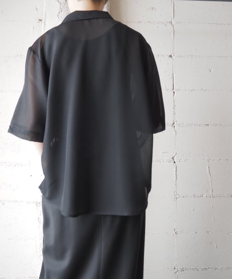 Open Callar Seethrough Shirt BK