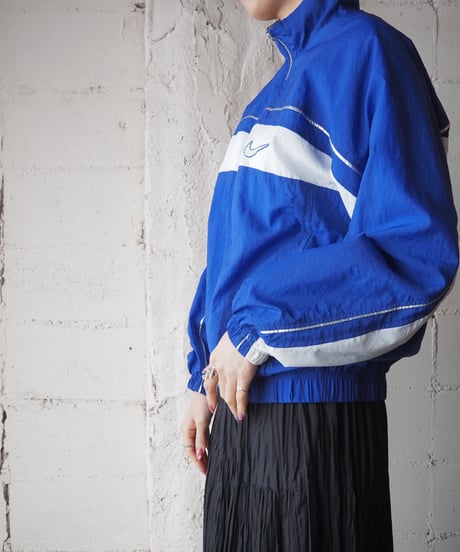 NIKE BIcolor Stand Collar Nylon Jacket BL WH