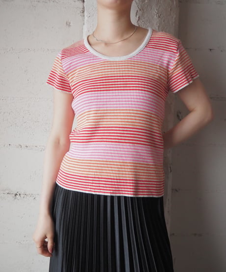 Colorful Border Knit T-Shirt REPIOR