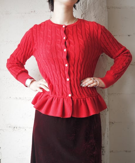 Ralph Lauren Frilled Hem Cable Cardigan RE