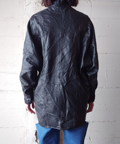 Stand Collar Leather Jacket BK